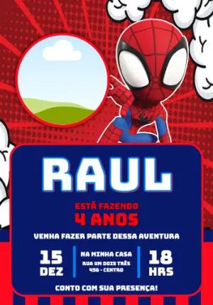 Convite de Aniversário Homem-Aranha Infantil para Editar Online