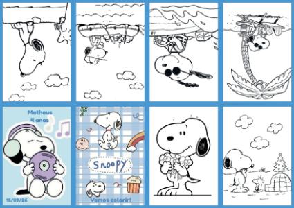 Modelo de Livrinho de Colorir Snoopy para Lembrancinha Editável