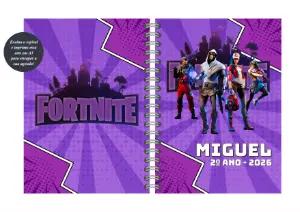 Capa de Agenda Fortnite com Personagens para Editar Online