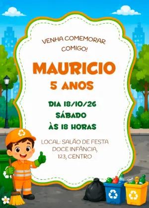 Convite de Aniversário Gari para Editar Online