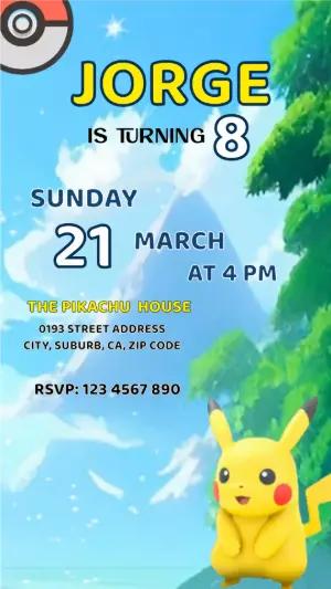 Animated Pokémon Birthday Video Invitation | Editable Template