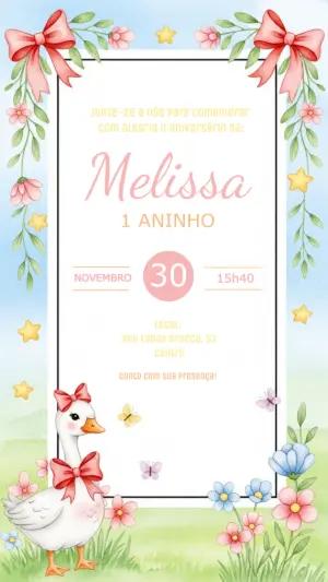 Convite Aniversário Gansinho Fofo para Editar Online