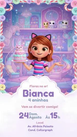 Convite de Aniversário Casa Mágica da Gabby Editável