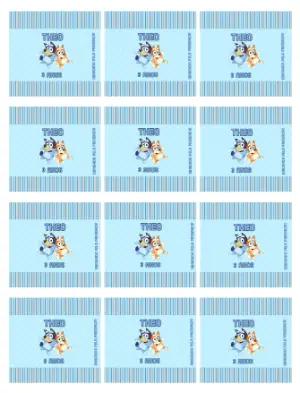 Adesivo para Bala Personalizada Bluey Editável Aniversário Infantil