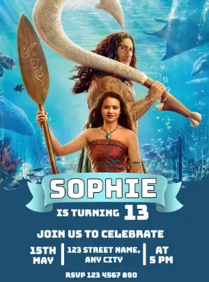 Moana Live-Action Birthday Invitation Editable Template
