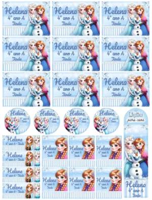 Etiquetas Escolares Frozen: Kit Digital Editável para Imprimir
