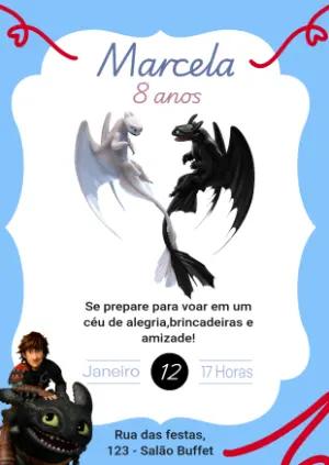 Convite de Aniversário Como Treinar Seu Dragão para Editar