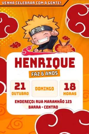 Convite de Aniversário Naruto para Editar Online Facilmente