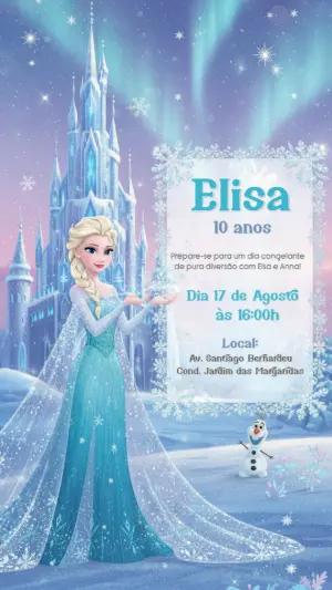 Convite Digital Festa Frozen Mágica para Editar