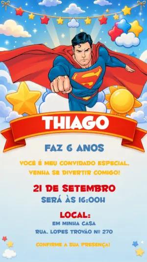 Convite Digital Superman: Modelo Editável para Aniversário