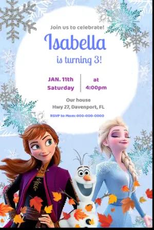 Frozen Themed Animated Birthday Invitation to Edit