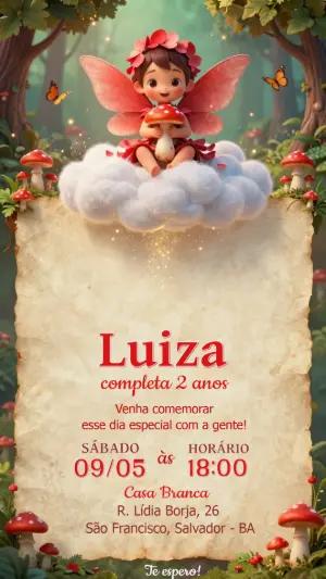 Convite de Aniversário Fada no Bosque Encantado Editável