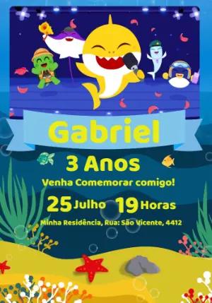 Convite de Aniversário Baby Shark para Editar Online
