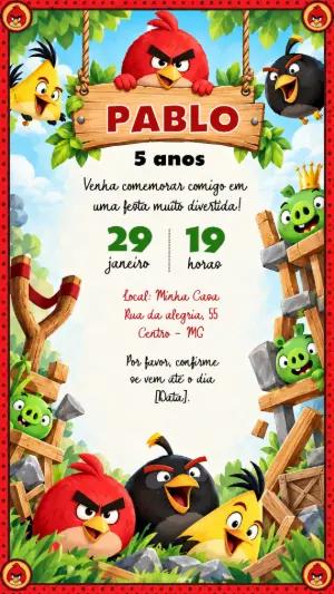 Convite de Aniversário Angry Birds: Modelo Digital Editável