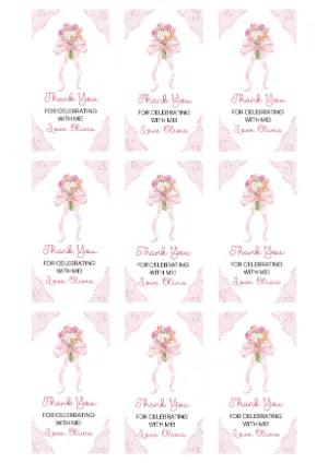 Pink Floral Bouquet Thank You Tag Editable Template
