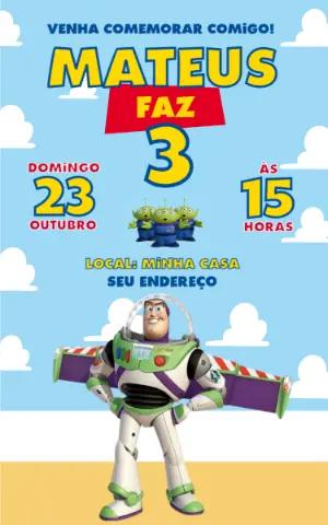 Convite de Aniversário Buzz Lightyear Toy Story Editável