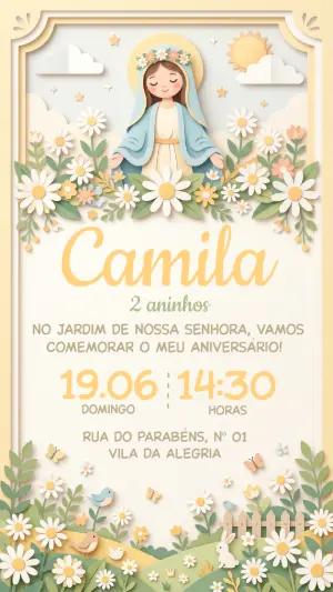 Convite Aniversário Infantil Jardim Nossa Senhora Editável
