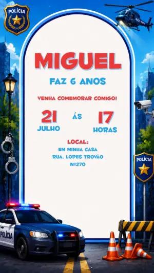 Modelo de Convite de Aniversário Polícia para Editar Online