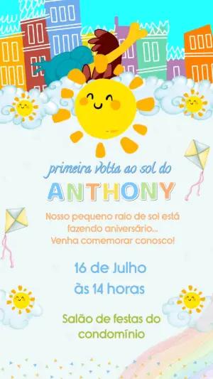 Convite Animado Aniversário Primeira Volta ao Sol para Editar