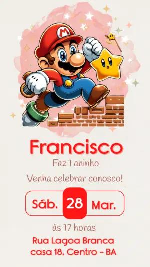 Convite de Aniversário Super Mario para editar online
