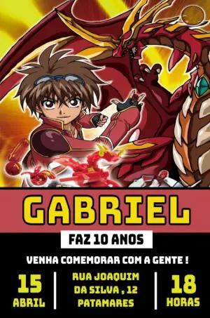 Convite de Aniversário Bakugan com Personagens para Editar Online