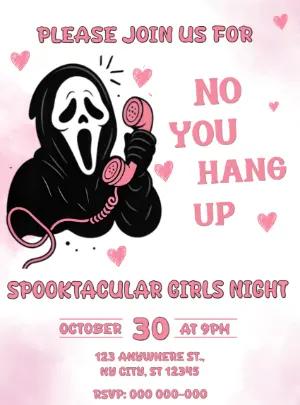 Pink Ghostface Girls Night Invitation Editable Template