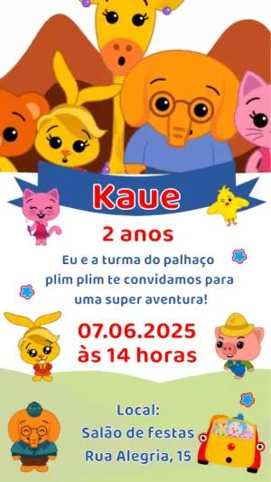 Convite Animado Aniversário Plim Plim e Turma para Editar