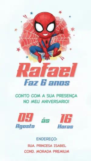 Convite de Aniversário Homem-Aranha Infantil para Editar