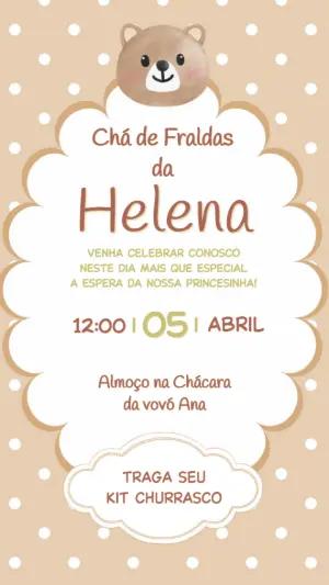 Convite Chá de Bebê Ursinho Fofo: Modelo Editável para Menina