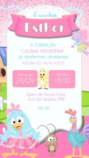 Convite Aniversário Galinha Pintadinha Candy para Editar