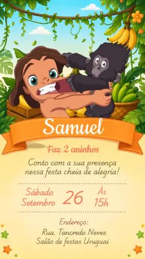 Convite Digital Aniversário Tarzan Baby Editável