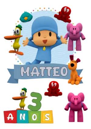 Topo de Bolo Pocoyo Colorido para Editar