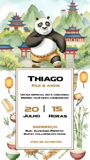 Convite de Aniversário Kung Fu Panda para Editar Online