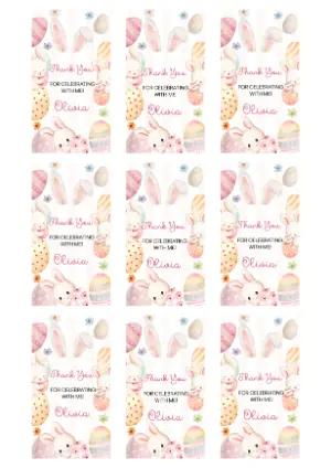Watercolor Bunny Easter Tags - Editable Template