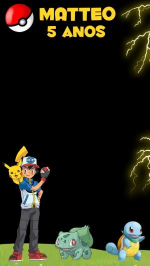 Moldura para Stories Pokémon com Ash e Pikachu para Editar