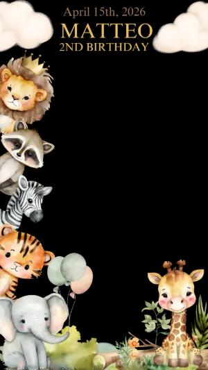 Cute Safari Animals Birthday Invitation Editable Template