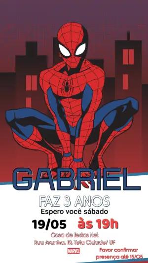Convite de Aniversário Homem Aranha: Modelo Digital Editável