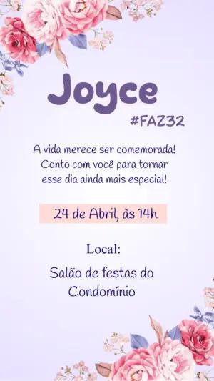 Convite de Aniversário Floral Delicado para Editar Online