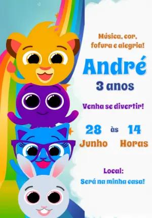 Convite de Aniversário Bolofofos Colorido para Editar Online