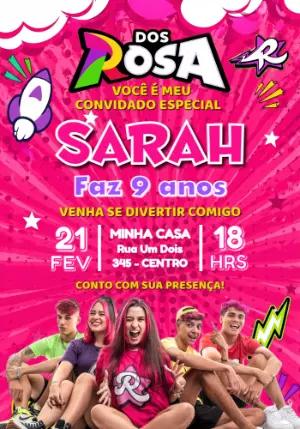 Convite de Aniversário Dos Rosa Moderno e Vibrante para Editar