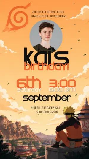 Editable Naruto Themed Birthday Invitation Template