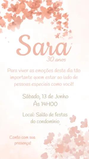 Convite de Aniversário Floral Delicado para Editar Online