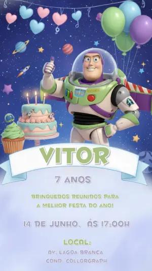 Convite Editável Aniversário Infantil Tema Buzz Lightyear