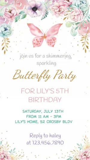 Watercolor Butterfly Birthday Invitation to Edit Online