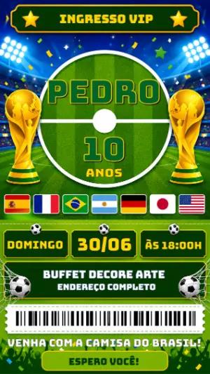 Convite de Aniversário Futebol Ingresso VIP para Editar