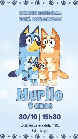 Convite de Aniversário Bluey e Família para Editar