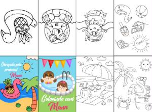 Mini Livro de Colorir Pool Party para Editar e Imprimir