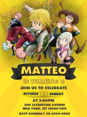 Editable Seven Deadly Sins Birthday Invitation Template