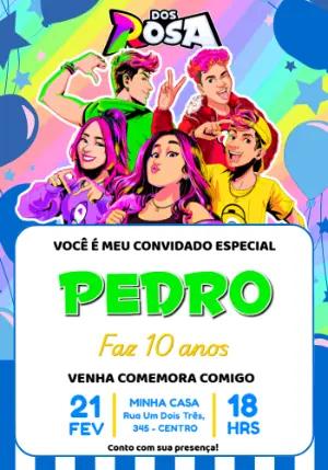 Convite de Aniversário Dos Rosa Colorido para Editar Online