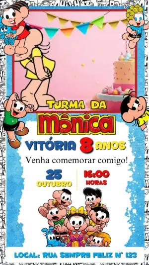 Convite Animado Turma da Mônica: Vídeo de Aniversário Editável